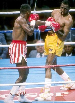 Sugar Ray Leonard Thomas Hearns boxing, 1989.