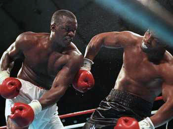 Columbus, Ohio’s James “Buster” Douglas crushing blow sends Mike Tyson on his way to the canvas, in the greatest boxing upset of all time.
